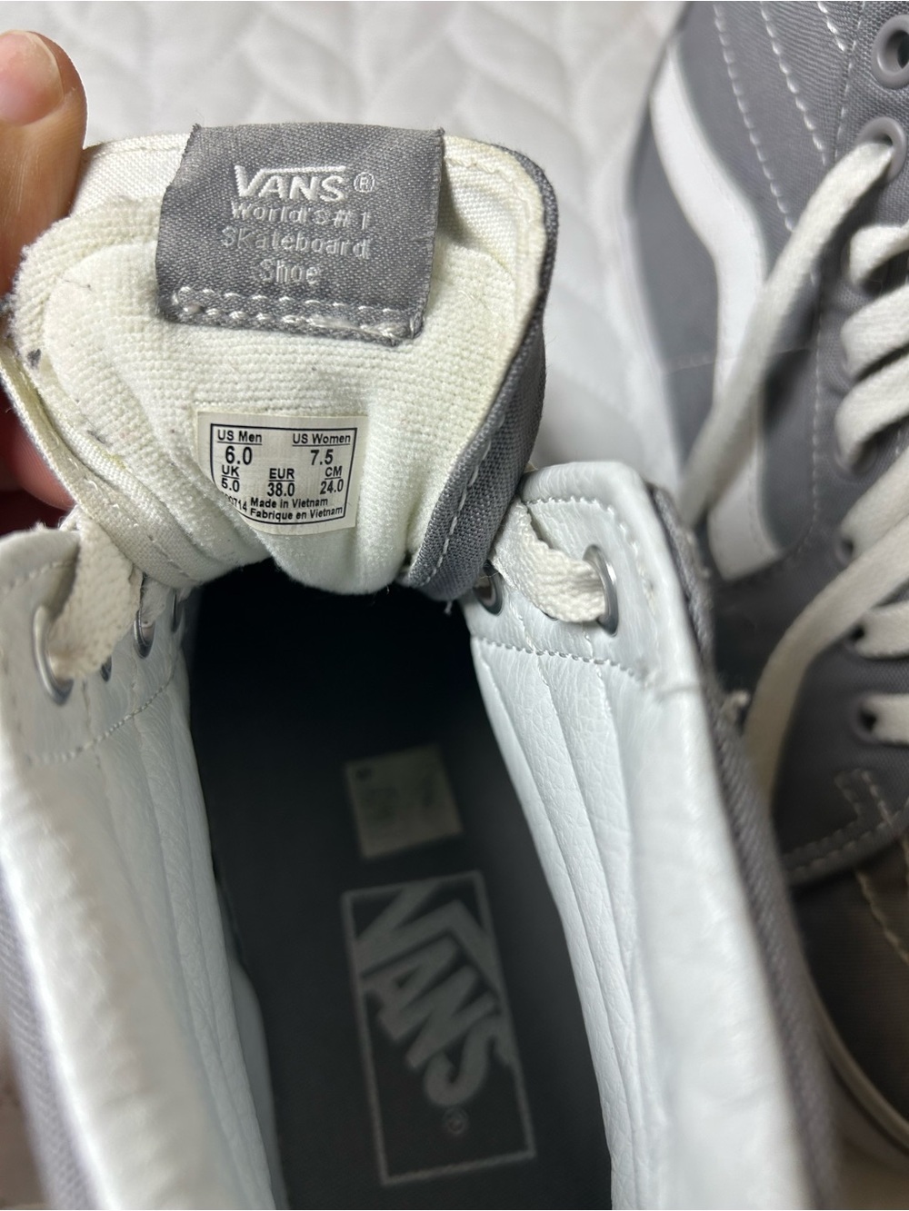 Vans Sk8-Hi Slim Gray Canvas High Top Sneakers - Women’s 7.5/ Men’s 6 - Picture 4 of 8